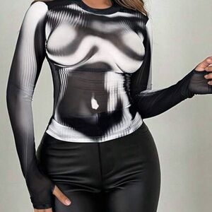 Black and White Long Sleeve Top